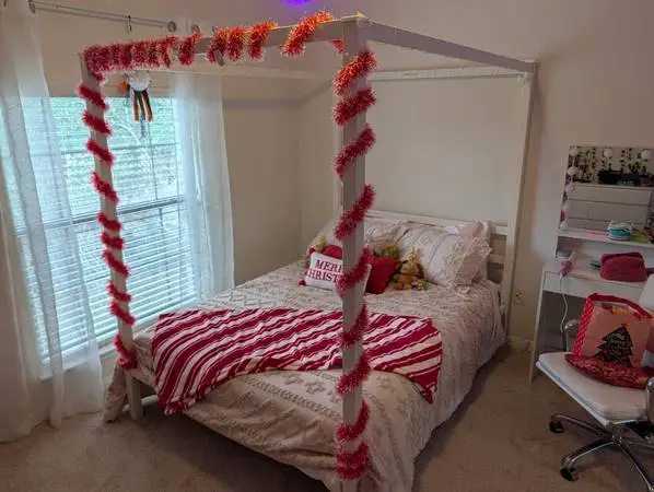 Full Size White Canopy Bed Frame
