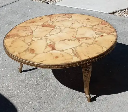 Vintage Coffee Table - Onyx - Hollywood Regency