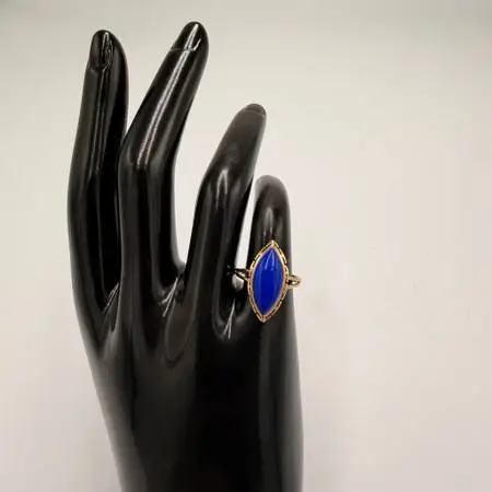 14k Gold Lapis Lazuli Marquise Cocktail Ring Size 5.5