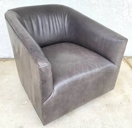 Restoration Hardware 1950s Italian Shelter Arm Leather Swivel Chair