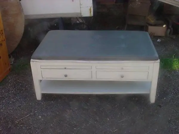 wood bench with padded seat 2 drawers 2 pull outs
