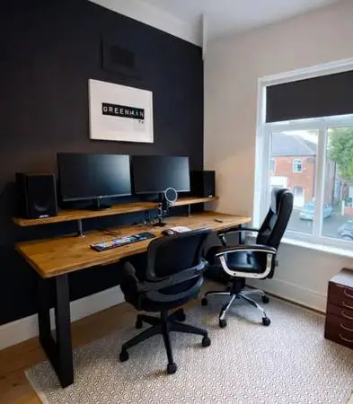 NEW Custom Solid Wood Rustic Desk w/ Monitor Riser Shelf - 160x66cm