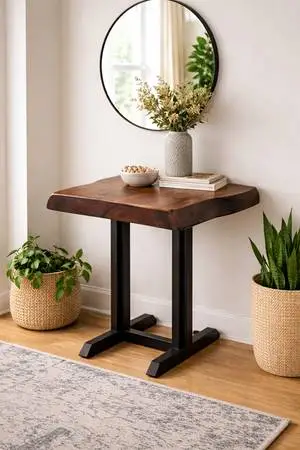 Stunning Live Edge Walnut Slab Accent Table – 3.5” Thick, One-of-a-Kin