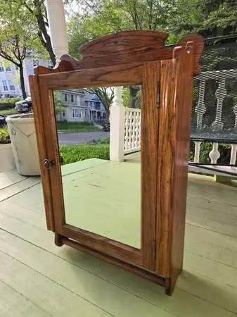 Antique Victorian Oak Medicine Cabinet