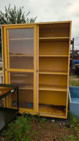 Large Industrial Shelf with Glass Doors