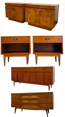 Vintage Mid Century Modern Credenza Dresser Sofa Table Rug Desk Art Painting (Bi