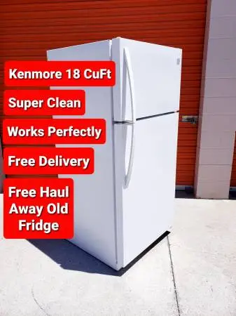 Top Freezer Refrigerator Kenmore 18 CuFt Super Clean Works Perfectly
