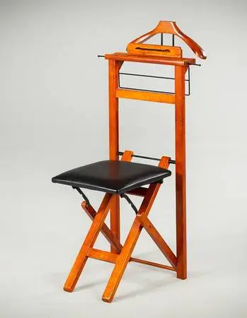 1990s Gentlemans Folding Valet Chair with Leather Seat