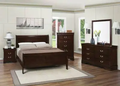 In Stock NEW Wood Louis Philippe Bedroom set with sleigh bed
