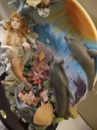 De Capoli Collection Mermaid with Dolphins and Cherub 16x12