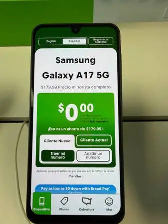 Agarrate el Samsung Galaxy A16 O A17 GRATIS cuando cambies a Cricket!