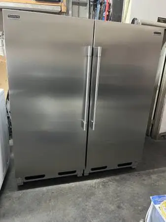 GOOD CONDITION STAINLESS STEEL FRIGIDAIRE FREEZER AND REFRIGERATOR