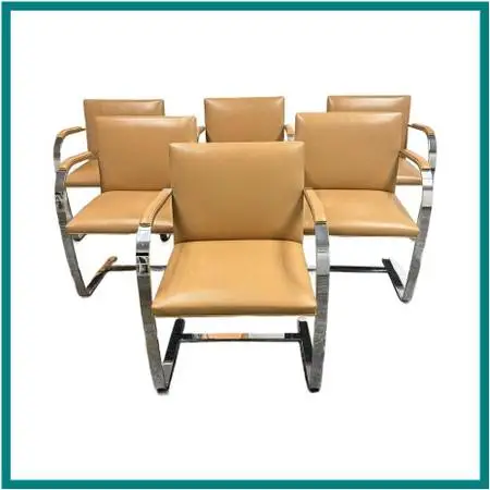 Ludwig Mies Van Der Rohe For Knoll Brno Armchairs, Set Of Six