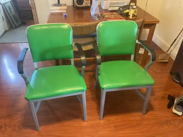 Pair of Mint Condition 1977 Good Form Industrial Aluminum Tanker Chairs