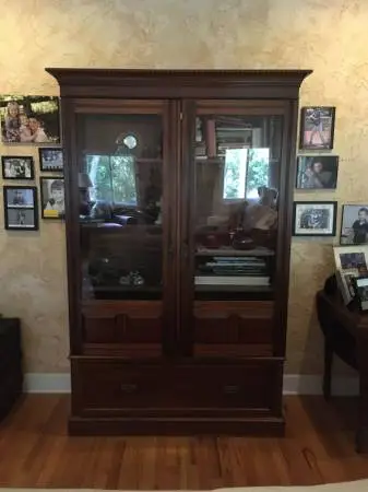 Beautiful Antique Glass/fine wood Armoire