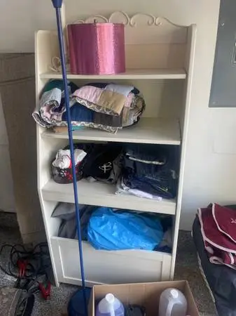 Kids toy bin with shelves