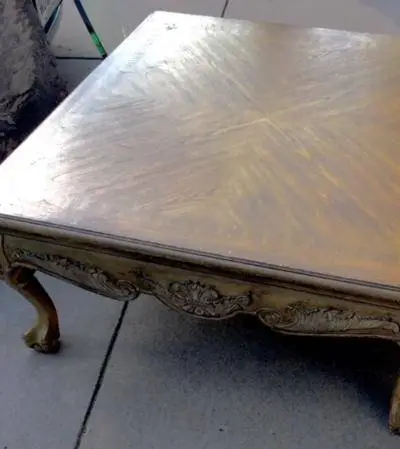 Classic & elegant coffee table. Light distressed finishing solid wood.