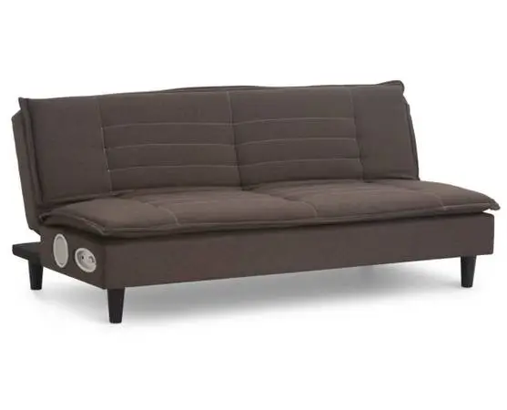 Furniture row Tempo Futon sleeper sofa bed with Bluetooth speakers brown L72”*