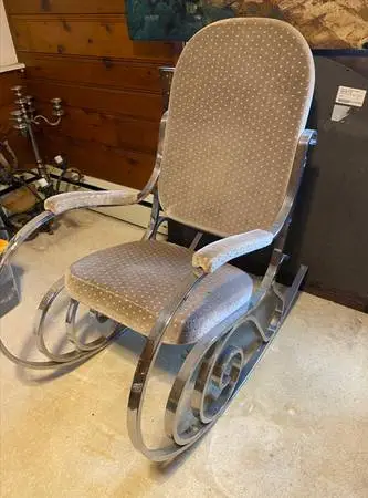 Stylish French Upholstered (Chrome base) ROCKING chair