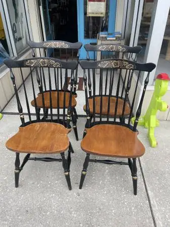 Set of four signed Hitchcock chairs