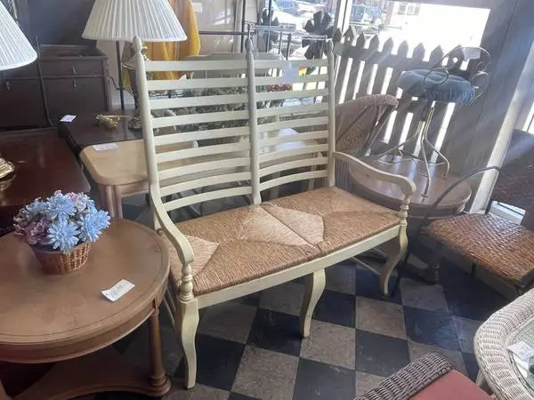 Solid wood ladder back settee