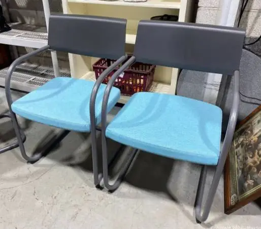 2 Light Blue KNOLL Arm Chairs