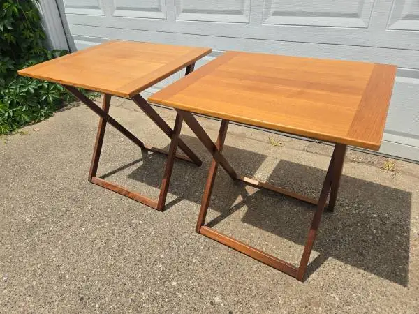 Mid Century Danish Modern X-Base Occasional Tables by Ansager