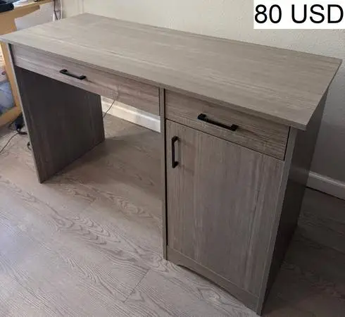 Gray Computer Desk with Storage