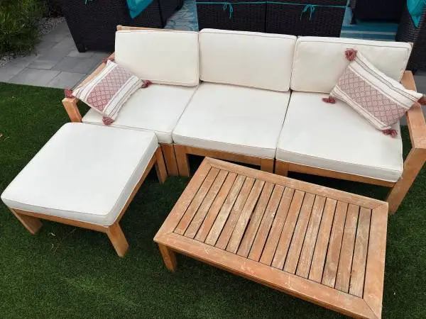 Wood outdoor patio sectional sofa