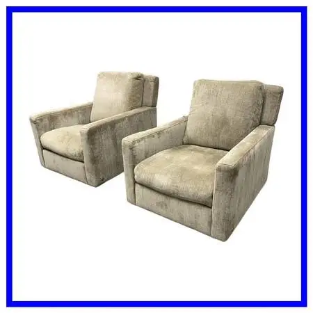 Natuzzi Editions Inside C245 Fabric Swivel Chairs, Pair