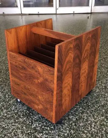 Danish Modern Rosewood Vinyl Record Caddy