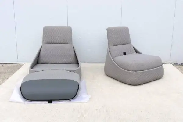 Modern Patricia Urquiola for Coalesse Hosu Lounge Chairs Ottoman, Pair