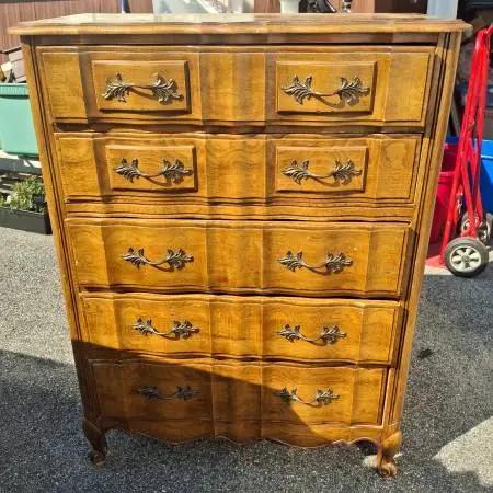 French Provincial Solid Wood Dresser. Bureau. Louis XV