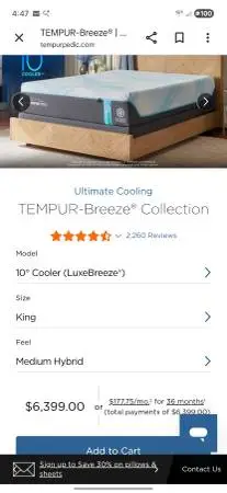 King size Tempurpedic Luxe breeze medium hybrid NEW mattress
