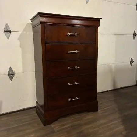 Tall Dresser w/ Silver Knobs, Cherry Brown Finish | Ashley Furniture
