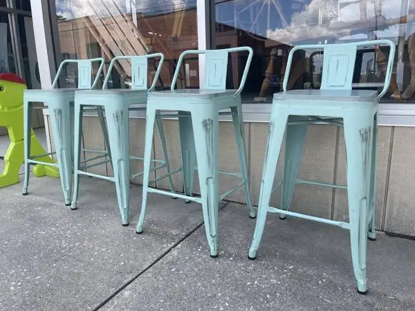 Set of 4 green barstools