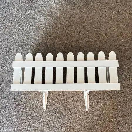 White Picket Fence Flower Ledge Shelf with Brackets