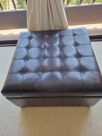 Carlsbad Expresso Brown Leather Storage Ottoman