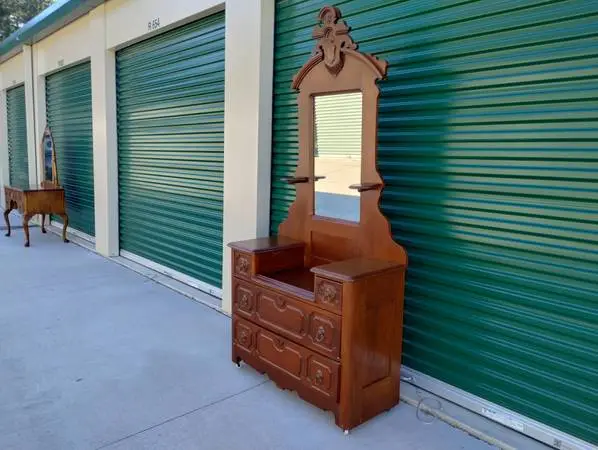 Late 1800s Victorian Dresser w/Mirror and Candle Holders