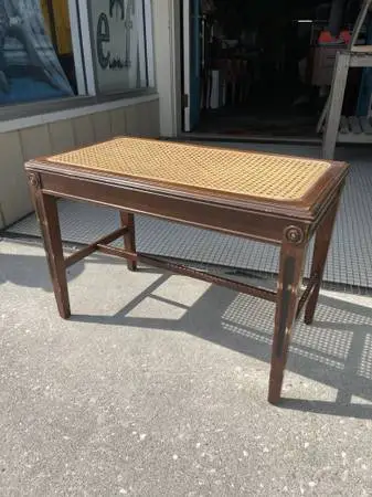 Antique Cane seat vanity/piano bench