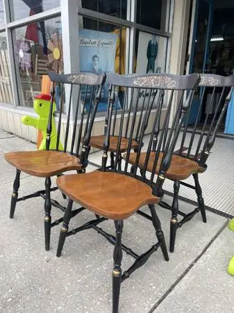Set of four signed Hitchcock chairs