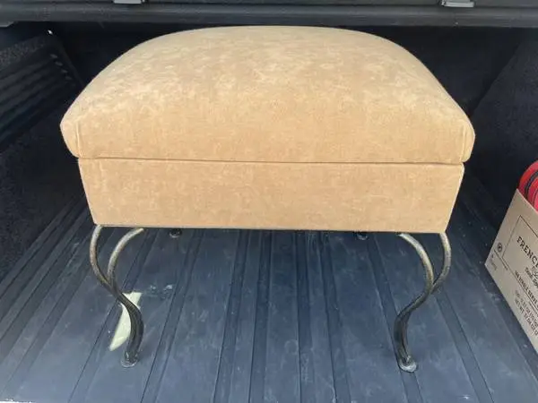 Tan micro suede storage ottoman