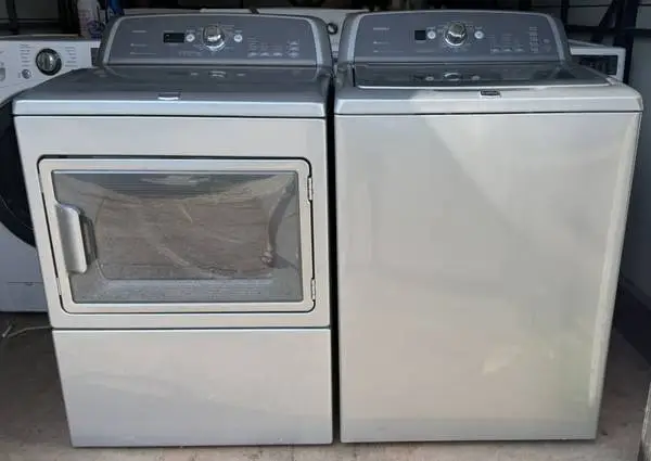 Clean & Tested Maytag Bravos Washer + Gas Dryer Set Metallic — $500