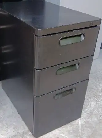 Steel,Pedestal,3-Drawer,File Cabinet,Desk Base,Gray,Rails,Lockable