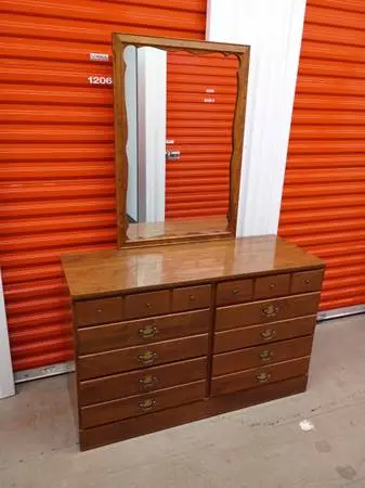Vintage ETHAN ALLEN Heirloom Double Dresser & Mirror