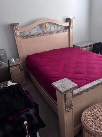 Queen size bed with like new mattress