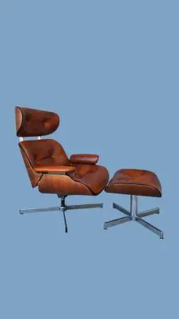 vintage Ames chair new leather, completely refinished, in excellent co