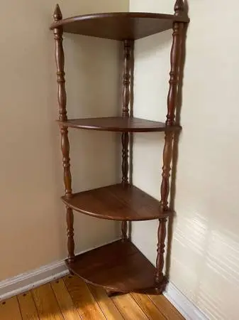 Charming wooden corner shelf