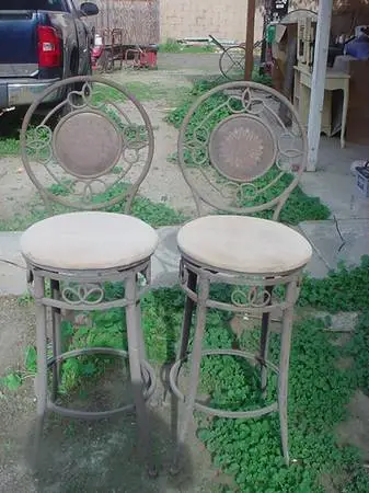2 swivel barstools metal frame upholstered seat