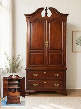 Thomasville Cherry Bedroom Armoire Storage Chest Entertainment TV Cabi